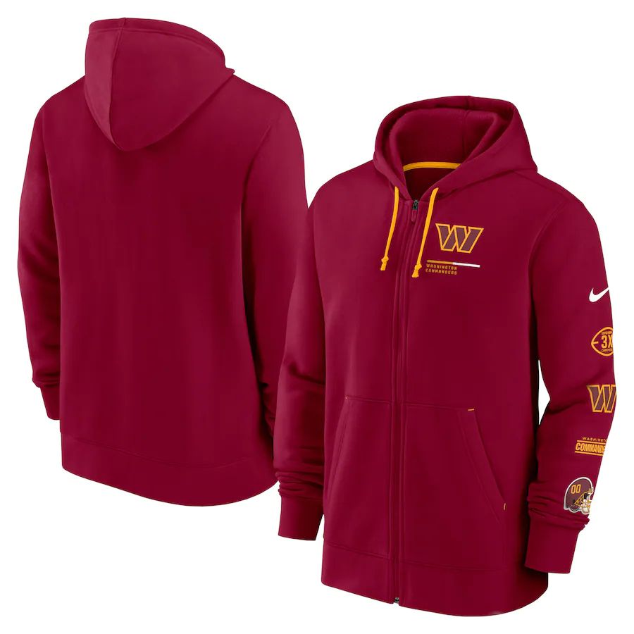 Men Washington Commanders nike burgundy surrey full zip hoodie->toronto raptors->NBA Jersey